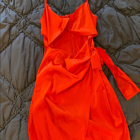 red satin tie mini dress - Picture 1 of 1